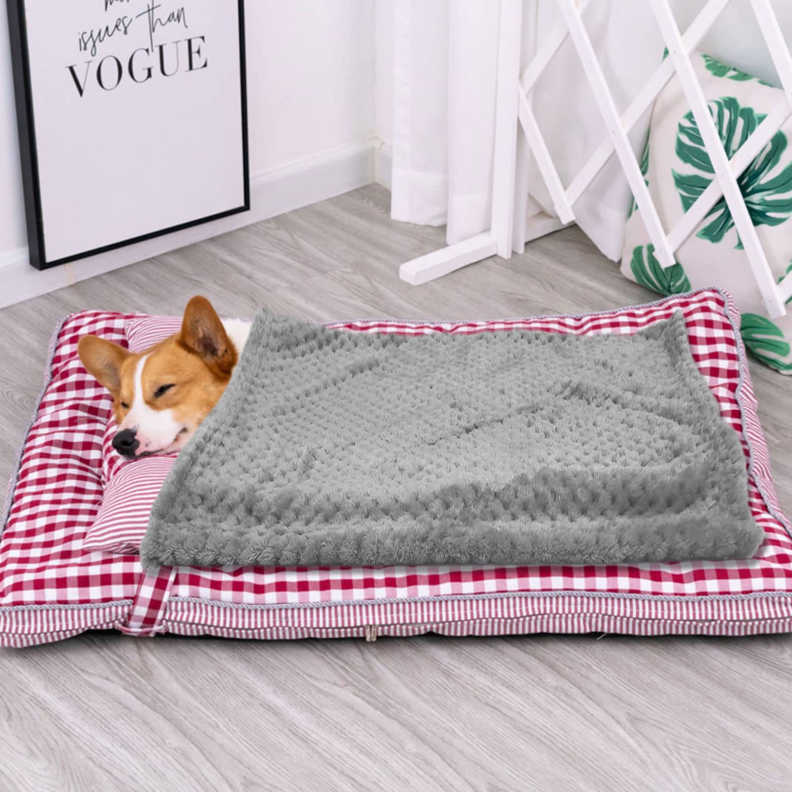TSHAOUN Couverture douce pour chien et chat - Couverture lavable en polaire moelleuse pour petit chien, chat et chiot - 70 x 50 cm (gris)