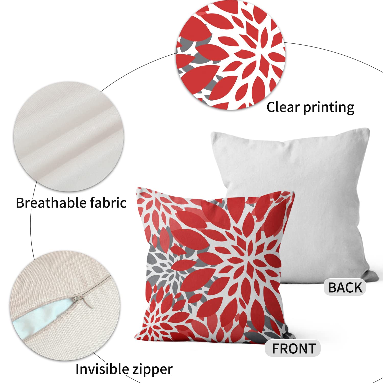 TIDWIACE Lot De 6 Rouge Housse De Coussin 45 X 45 Cm, Microfibre En Lin Taies D'oreiller Décoratives, Géométrique For Canapé Decoration Canapé Salon