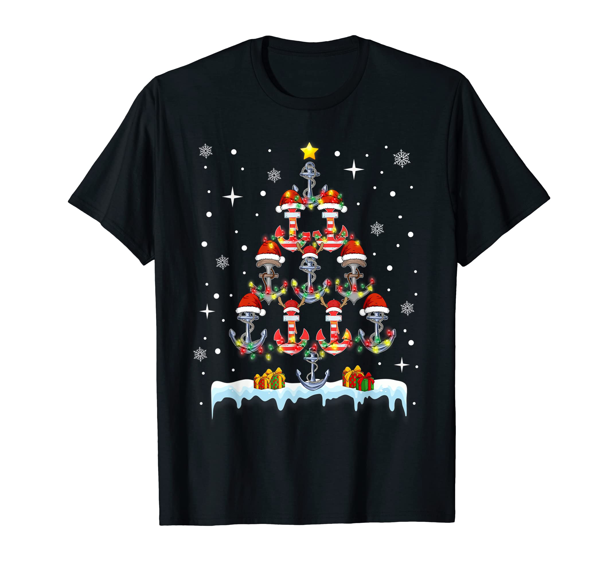 Xbrl Anchor Boating Christmas Tree Merry Xmas Santa Sailing T-Shirt