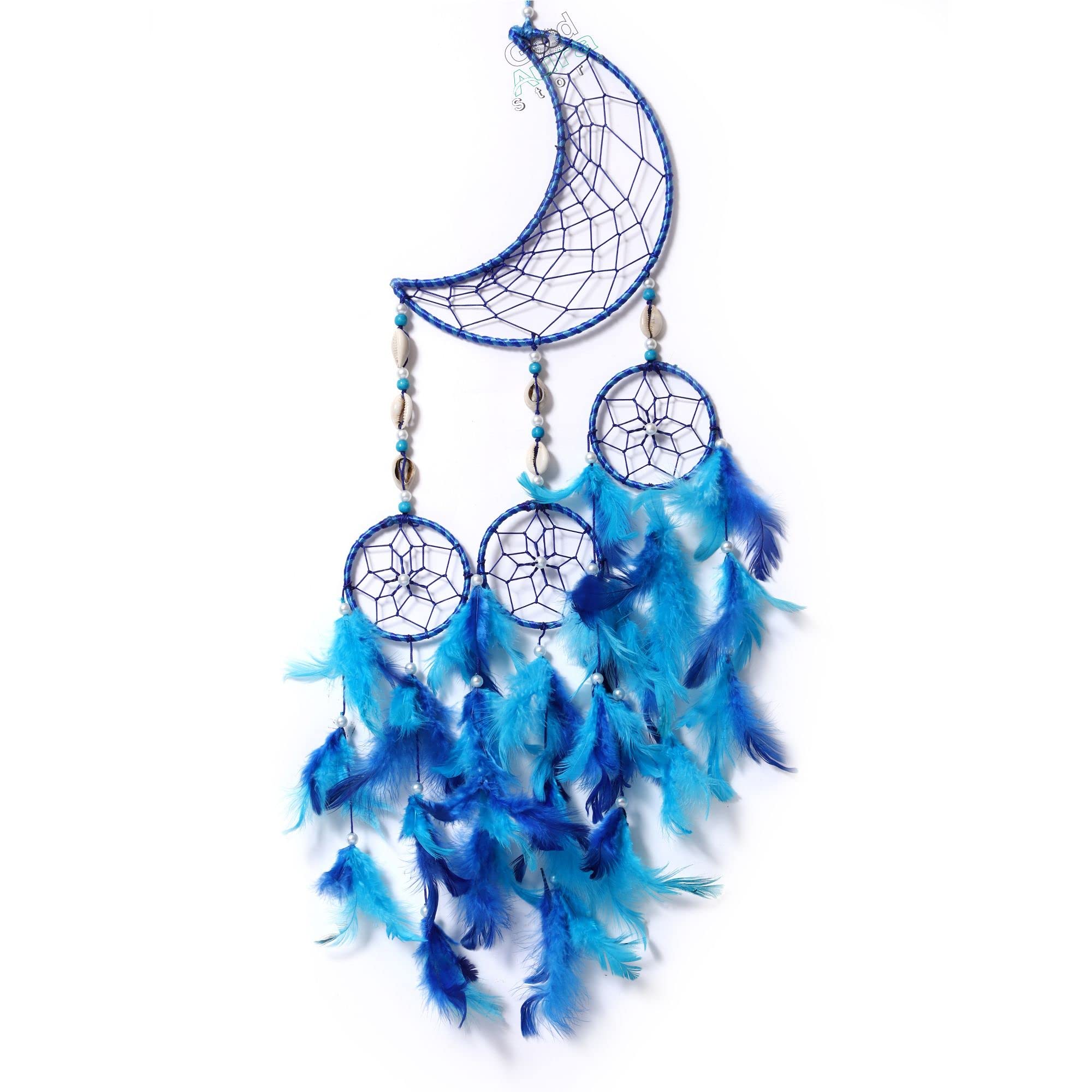Good Aura Store Dream Catchers with Light Home Decor, Feather Wall Hangings for Kids Room, Bedroom, Livingroom, Balcony, Cafe Decorations, Gift Items (Pack of 1, 8LX81Hcm, Navy Blue)-image-21