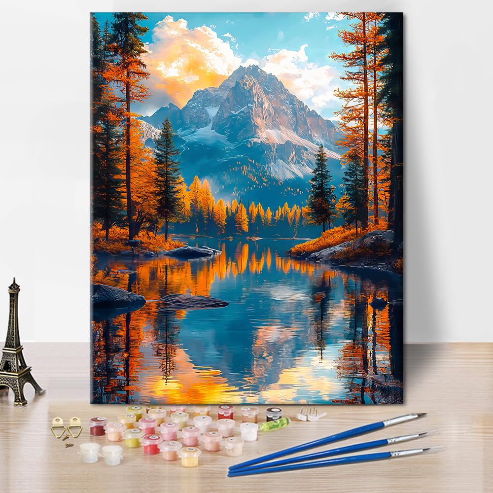 QENSPE Peinture par Numéros pour Adultes sur Toile Encadrée - avec Chevalet, Santorini Paint by Numbers Kit, Paysage Grec Peinture à l'huile Acrylique pour Décoration Murale Maison (20x30 cm QENSPE Peinture par Numéros pour Adultes sur Toile Encadrée - avec Chevalet, Santorini Paint by Numbers Kit, Paysage Grec Peinture à l'huile Acrylique pour Décoration Murale Maison (20x30 cm