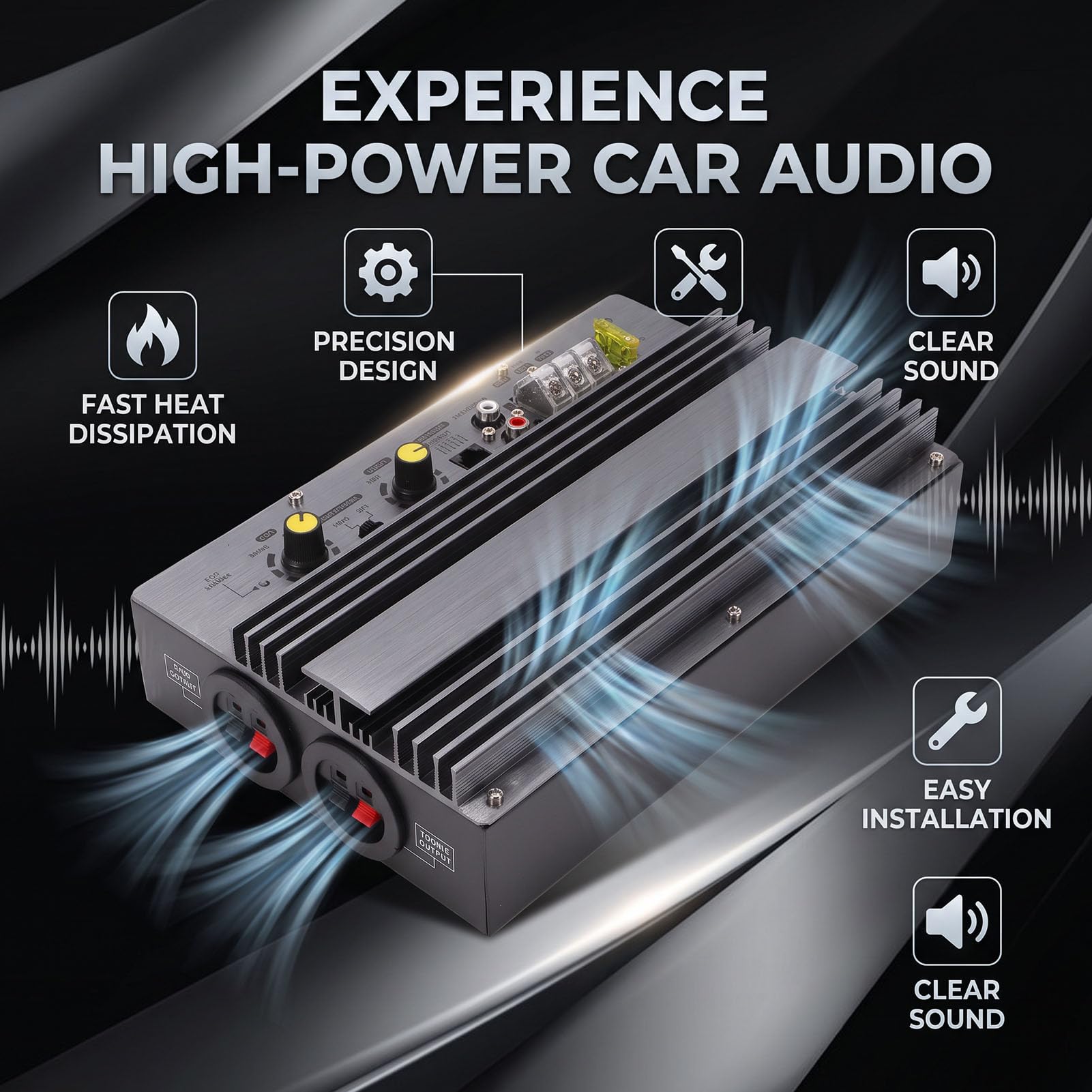 Bewinner Wzmacniacz Samochodowy Audio 1500 W Płyta Subwoofera