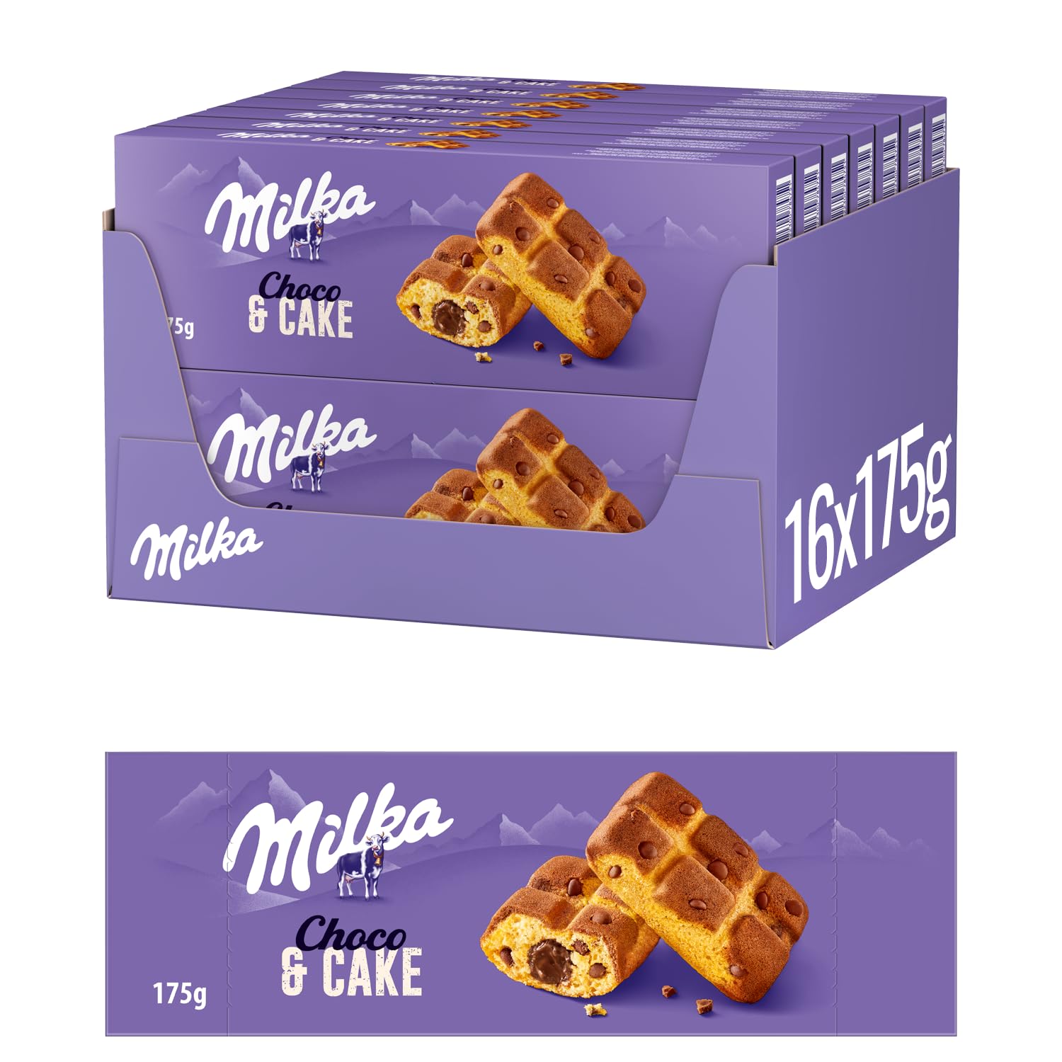 Milka Cake & Choc – Mini-Kuchen mit zarter Alpenmilch-Schokolade und flüssigem Schokoladenkern – 16 x 175g