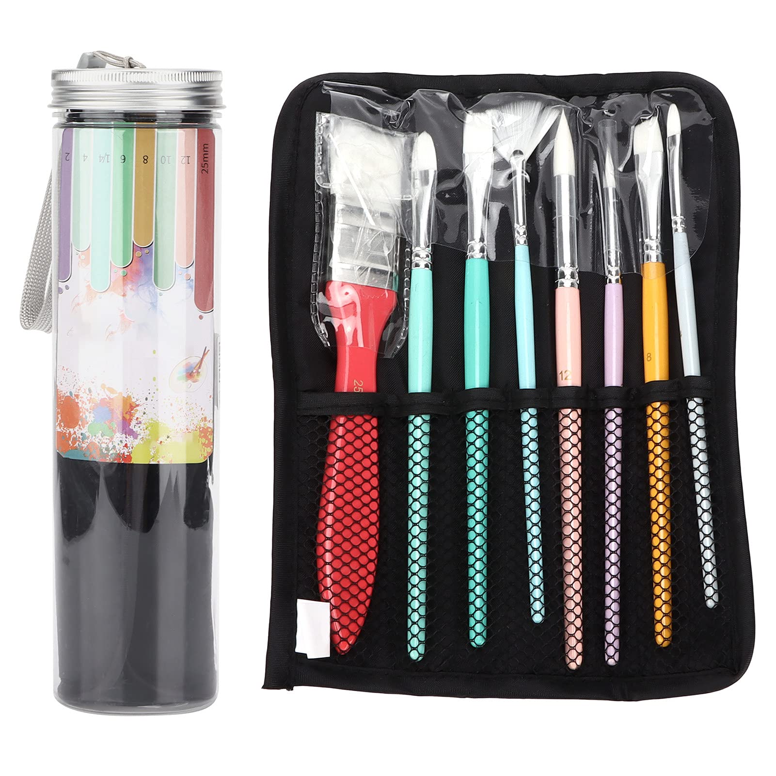 Juego de pinceles de pintura de nailon con bolsa para acuarela y óleo de 8 piezas