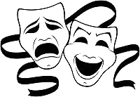 Vista 1 de Vinilo adhesivo de pared Tragedia Comedia Teatro Máscaras Pegatinas (3571ig)