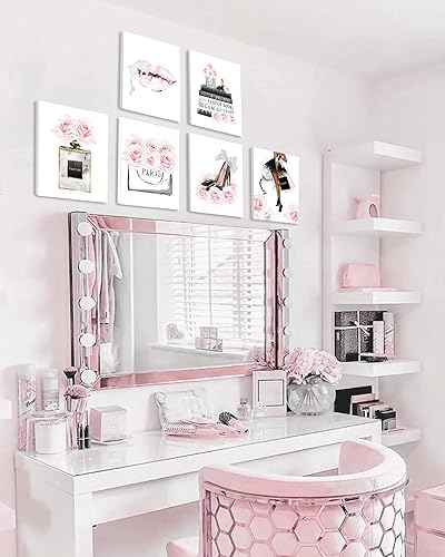 Miniatura 6 de Drsoum Glam - Decoración de pared gris a la moda, arte de pared para mujer, arte de pared plateado femenino para sala de belleza, arte para oficina,