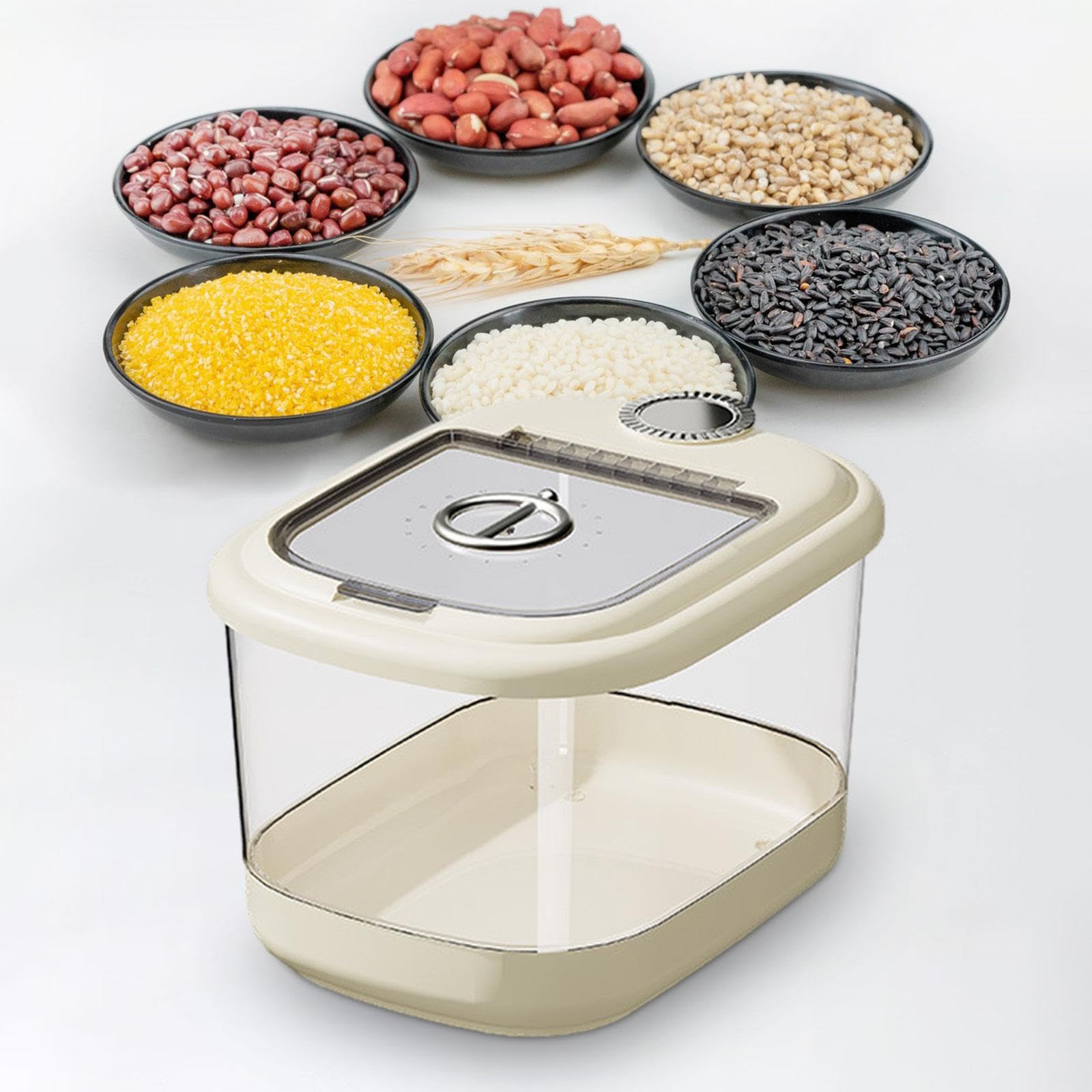 KESOTO Contenedor de Almacenamiento de arroz y Cereales, dispensador de Alimentos Secos, contenedor de Alimentos, contenedor de Almacenamiento de Cocina, L para 15kg