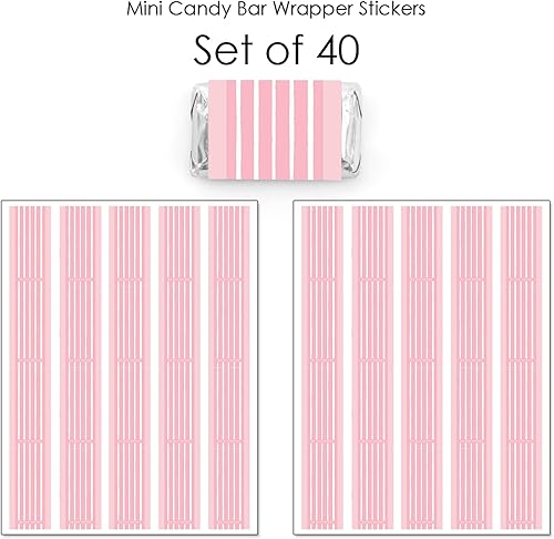 Miniatura 3 de Big Dot of Happiness Pink Stripes  Mini pegatinas para envoltorio de barra de caramelo, regalos pequeños para fiestas simples  40 unidades
