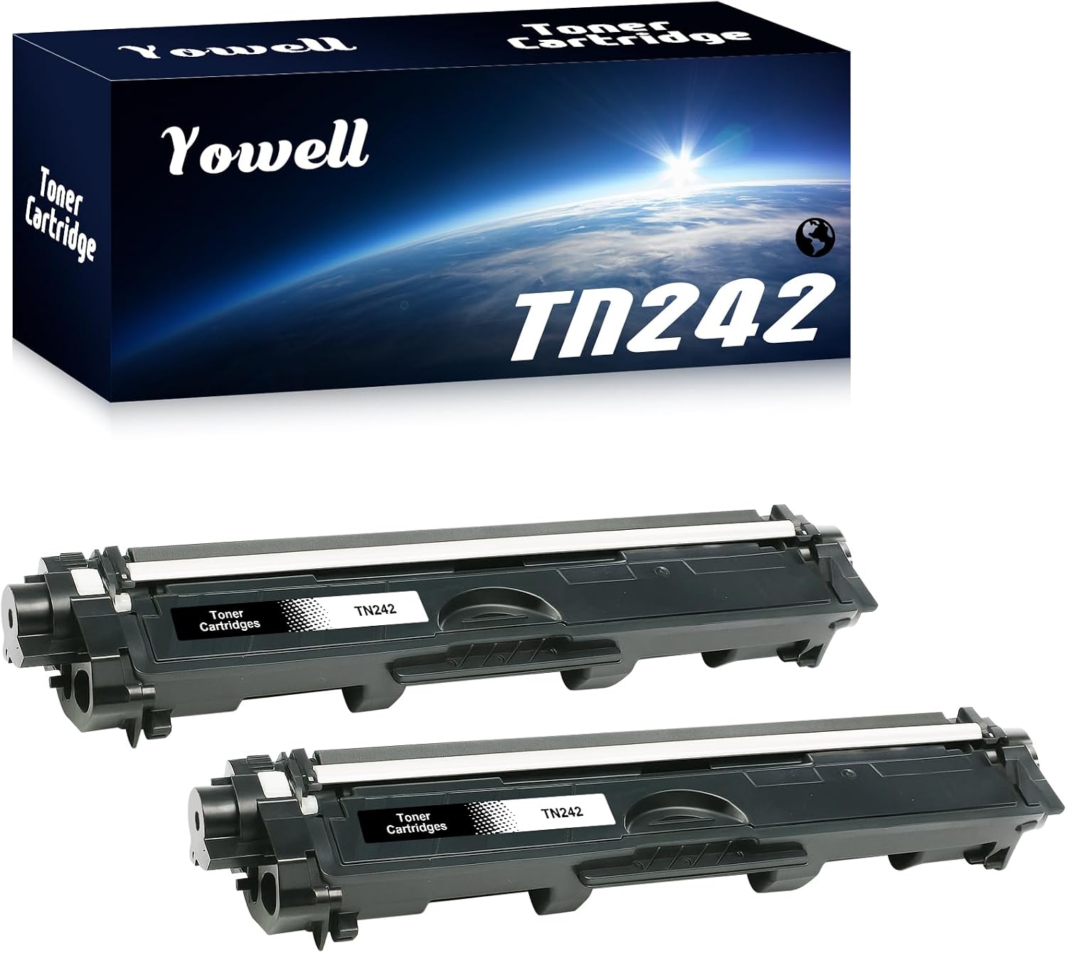 Yowell 2 x TN242 Toner Black Compatible with Brother TN242BK TN-242BK TN-241BK for HL-3142CW HL-3152CDW HL-3172CDW DCP-9017CDW DCP-9022CDW MFC-9142CDN MFC-9332CDW MFC-9342CDW