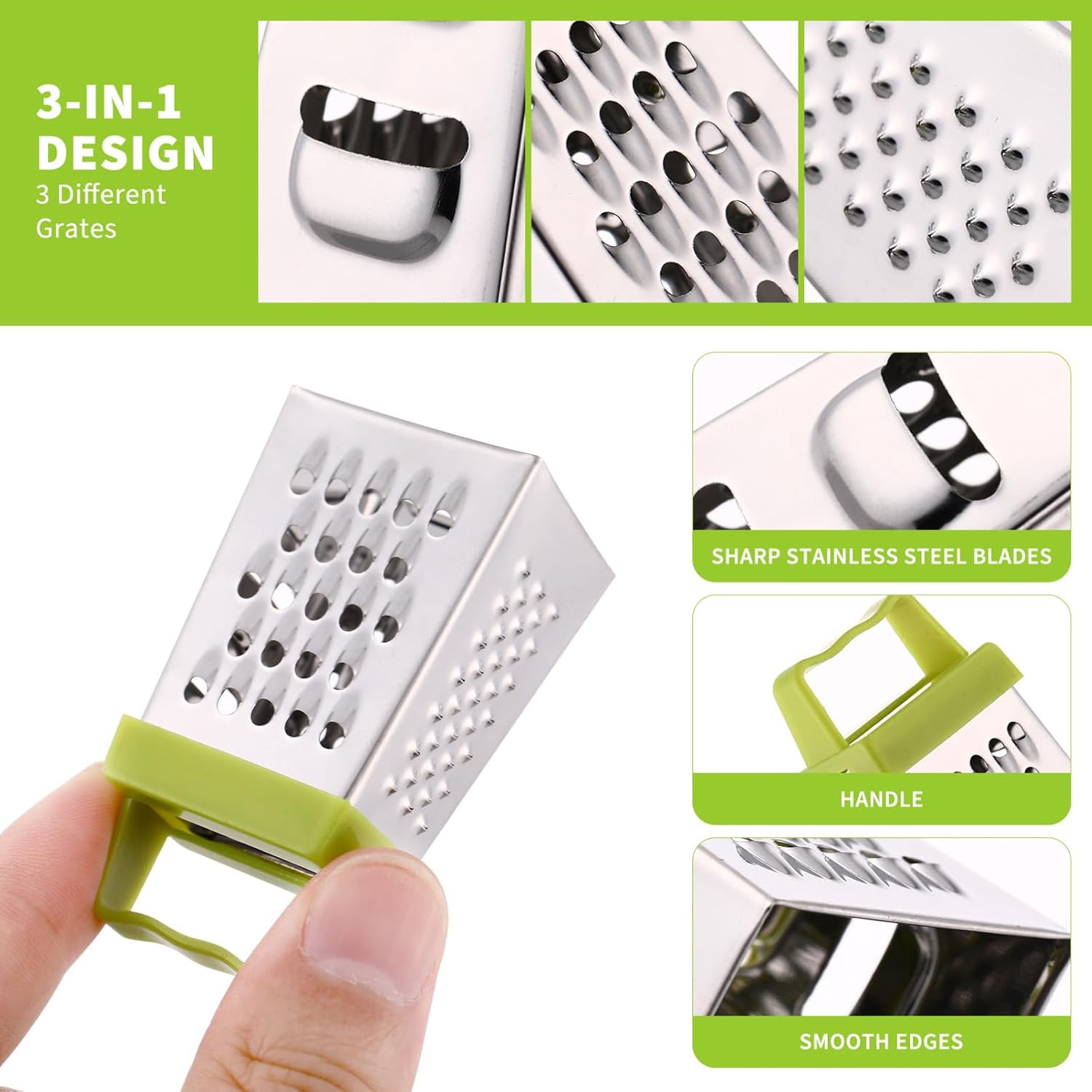Ciieeo Mini Cheese Grater 15 Pcs Set Stainless Steel Handheld Vegetable and Fruit Cutter Box Grater with Handle Compact Kitchen Gadget for Fast Food Prep 2.63X1.45X5.31 Inch