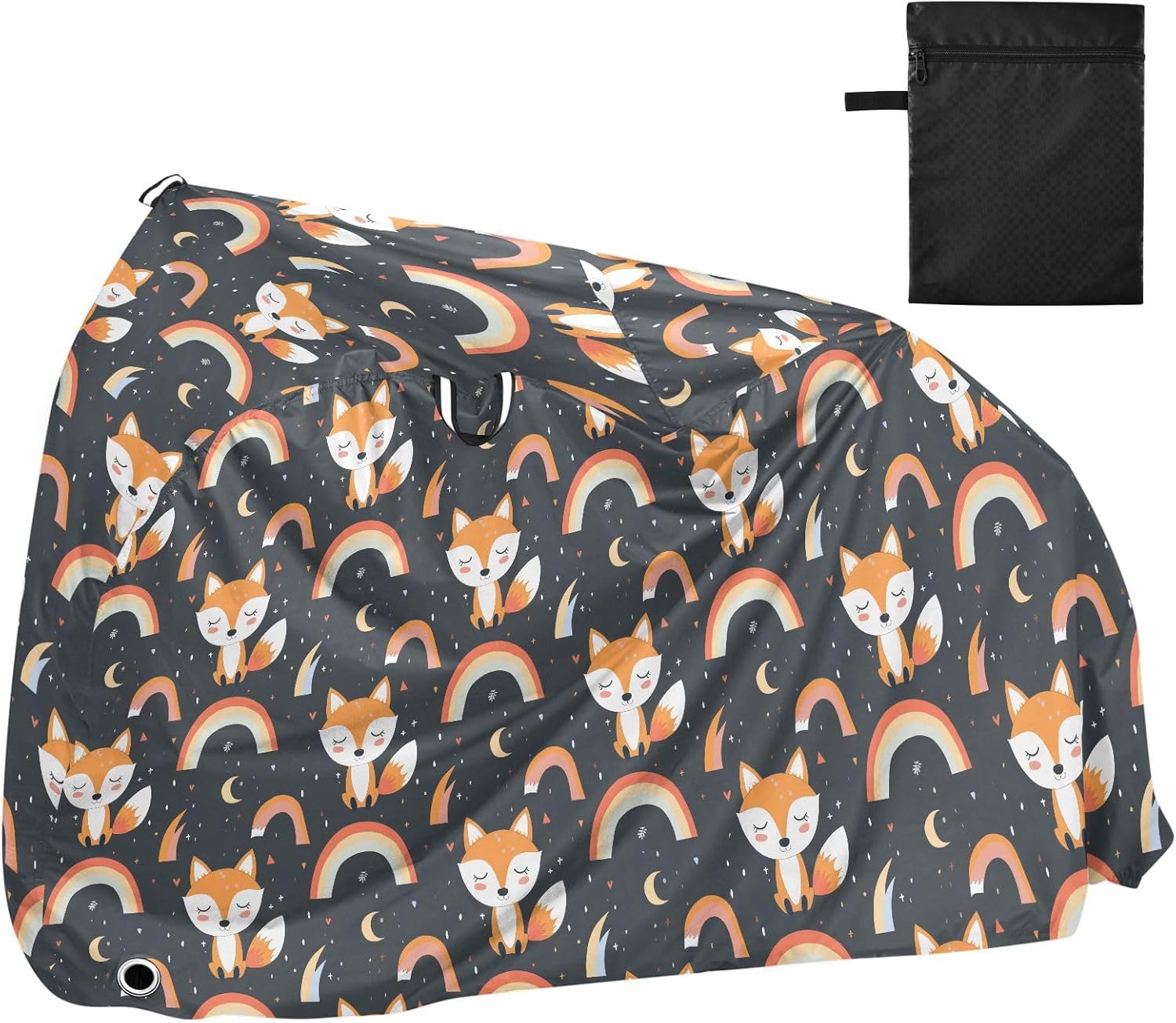 ALAZA Fox Rainbow Bike Cover Waterproof Outdoor Ebike Bicycle Covers Tarp Protection for 1/2 Bikes, Sun UV Dust Wind Proof