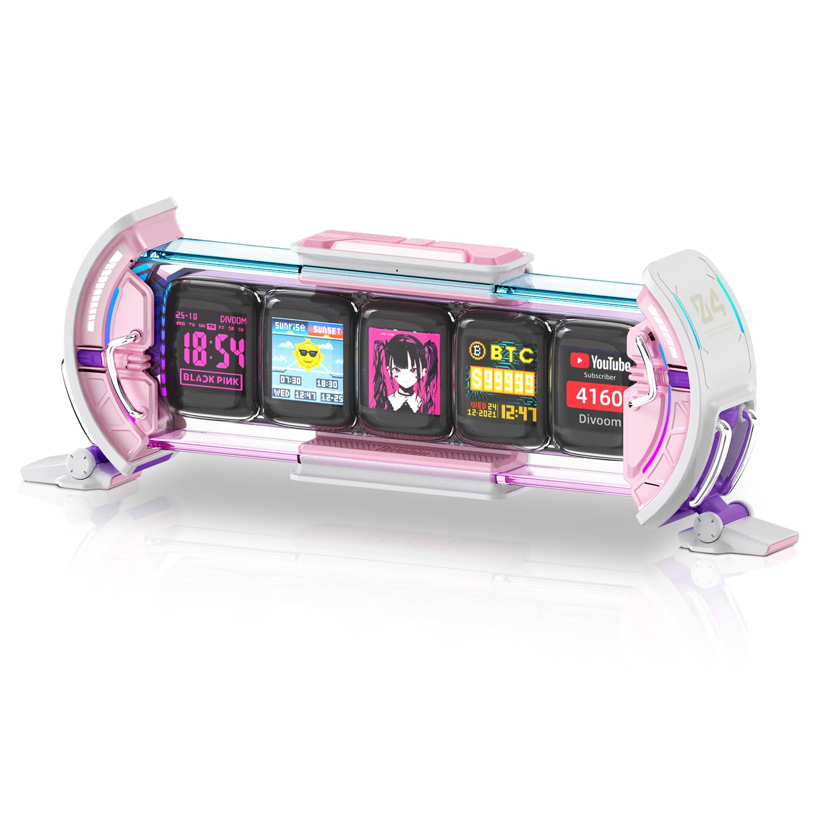 Divoom Times Gate Purple-Pink WiFi Pixel Art Display with Clock
