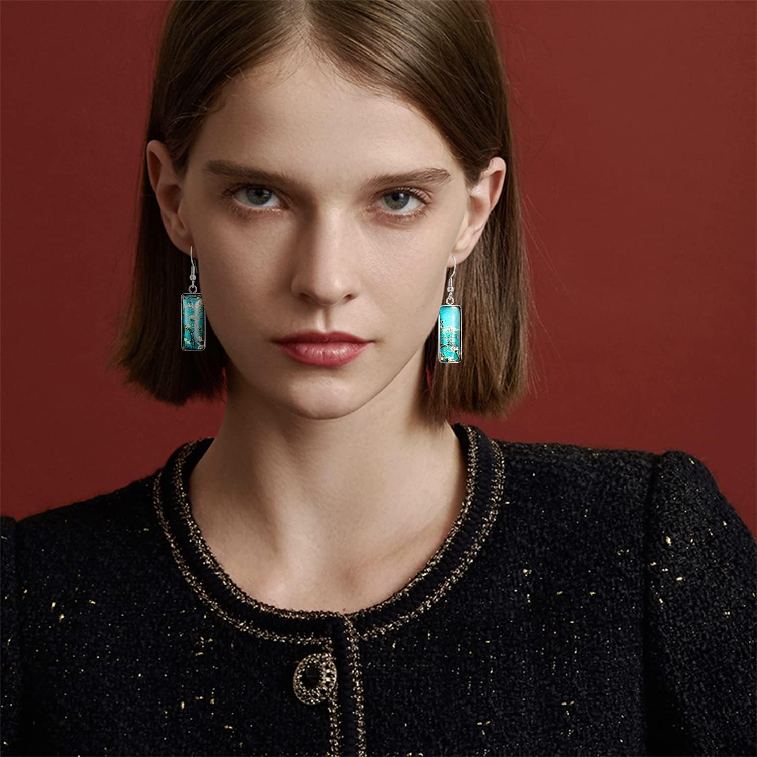 Vintage Abstract Van Gogh Painting Starry Sky Sunflower Drop Dangle Earrings for Women Painter Art Teacher Abstract Art Earrings Charm Creative Jewelry Gifts - Image 4