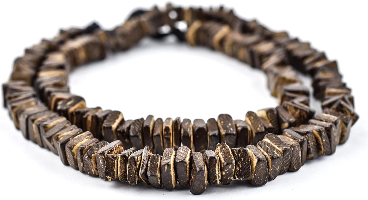 The Bead Chest Dark Brown Coconut Shell Square Heishi Beads 8mm Chips Wood 15”