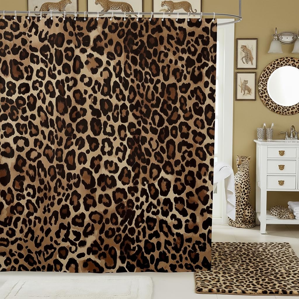 Erosebridal Leopard Print Shower Curtain Cheetah Bath Curtain Geometric Bathroom Shower Curtain Modern Abstract Pattern Bathroom Curtains Waterproof Cloth Fabric for Bathroom Decor 72" W x 84" L