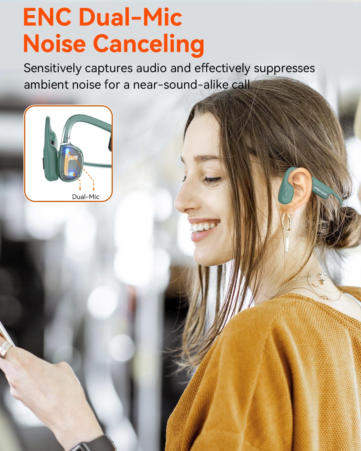 Bone Conduction Headphones Osseas Conduction 5.3 Bluetooth - Dettaglio