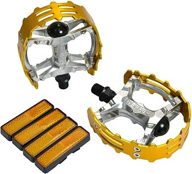 Wellgo Old School BMX MTB XC-II Bear Trap 1/2" Bicycle Pedals, Gold, WE2973