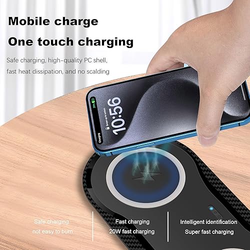 Miniatura 5 de Almohadilla de carga inalámbrica, almohadilla de carga inalámbrica dual de 30 W compatible con iPhone 15 14 13 12 XR, Galaxy S24 S23 S22 S10, Google