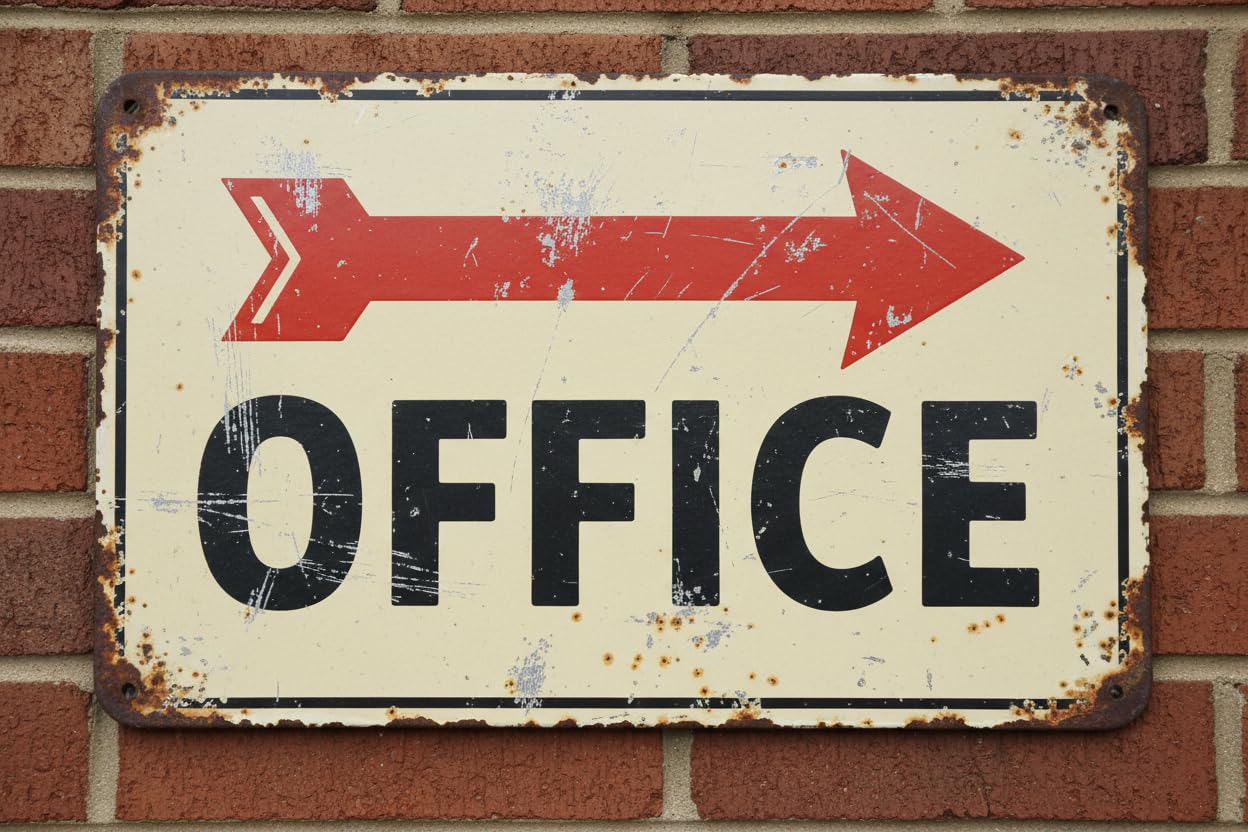 Wall Decor Safety -office (left Arrow Above) - Entrance And Exit Sign Metal Sign 8x12Inch Clear Signage For S, Fences Vintage Signs Aluminum Plates Printed