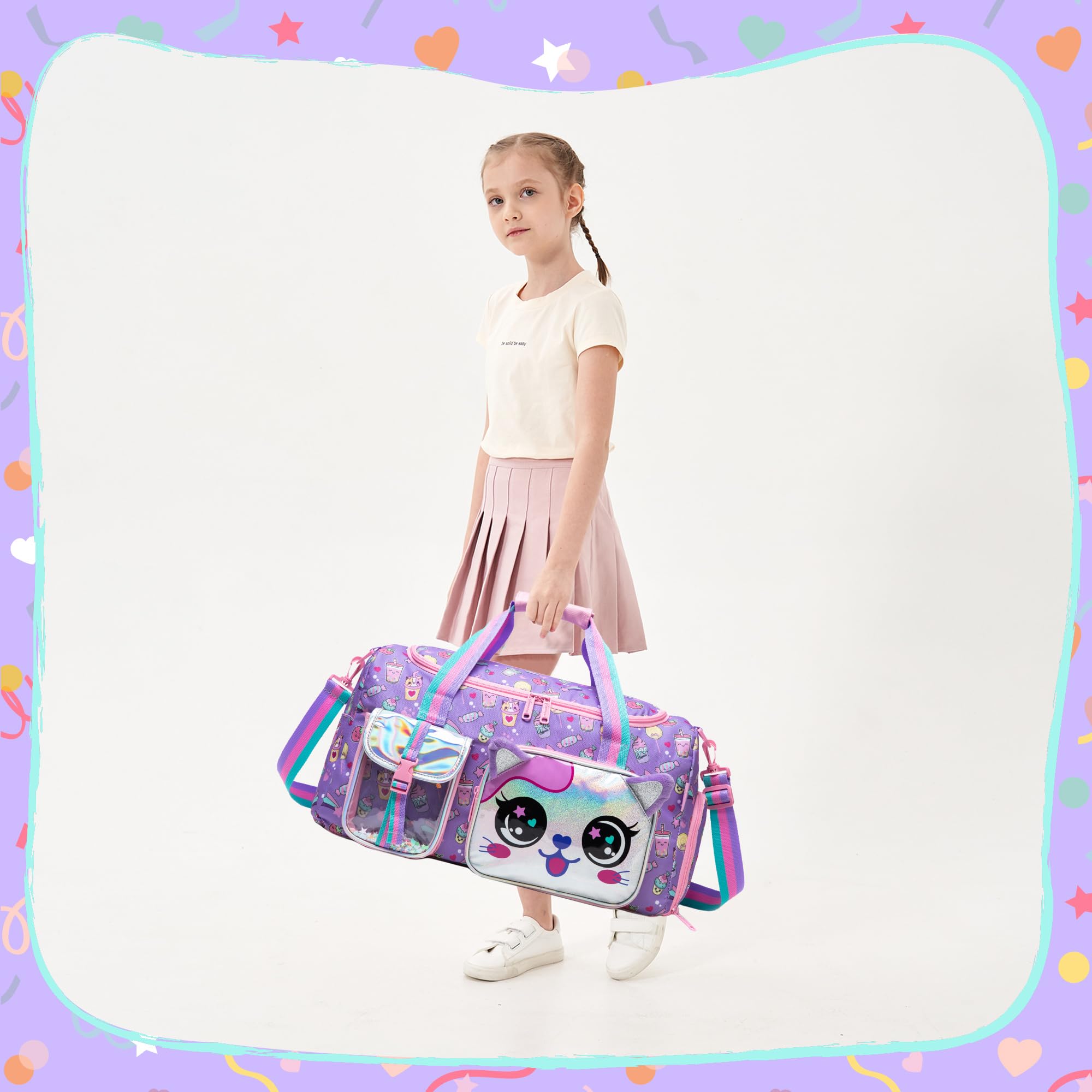 HTgroce Sac de Sport Fille - Sac de Voyage Enfant - Sac de Gym Résistant Piscine Danse Loisir