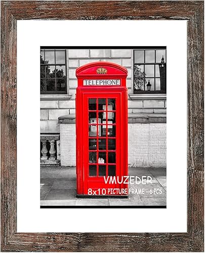 Miniatura 2 de Juego de 6 portarretratos de 8 x 10 pulgadas, color marrón rústico, para fotos de 5 x 7 pulgadas con paspartú o de 8 x 10 pulgadas sin paspartú para