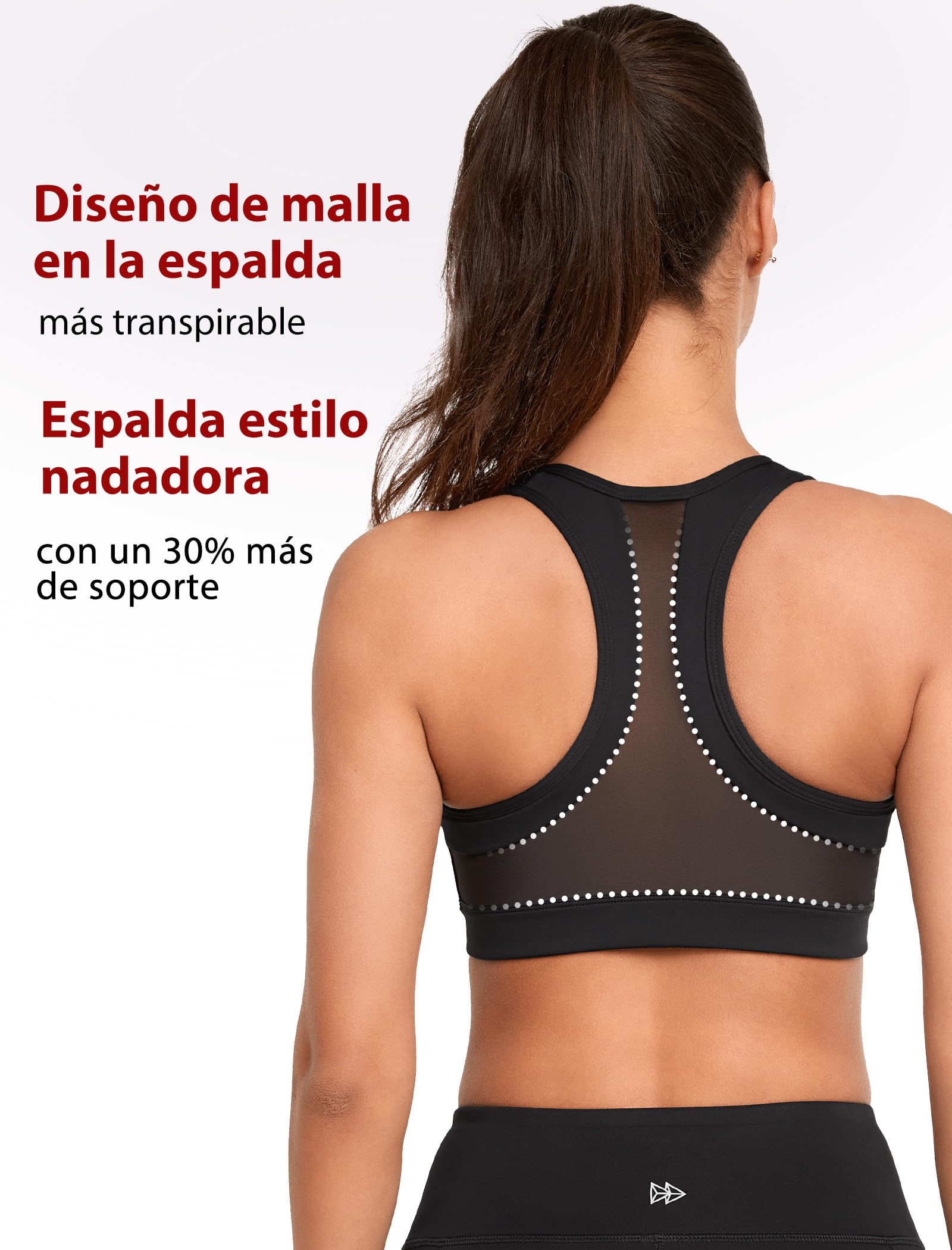 Yvette Sujetador Deportivo Soporte Fuerte Cierre Frontal Malla Gran Tamaño Espalda Corredor