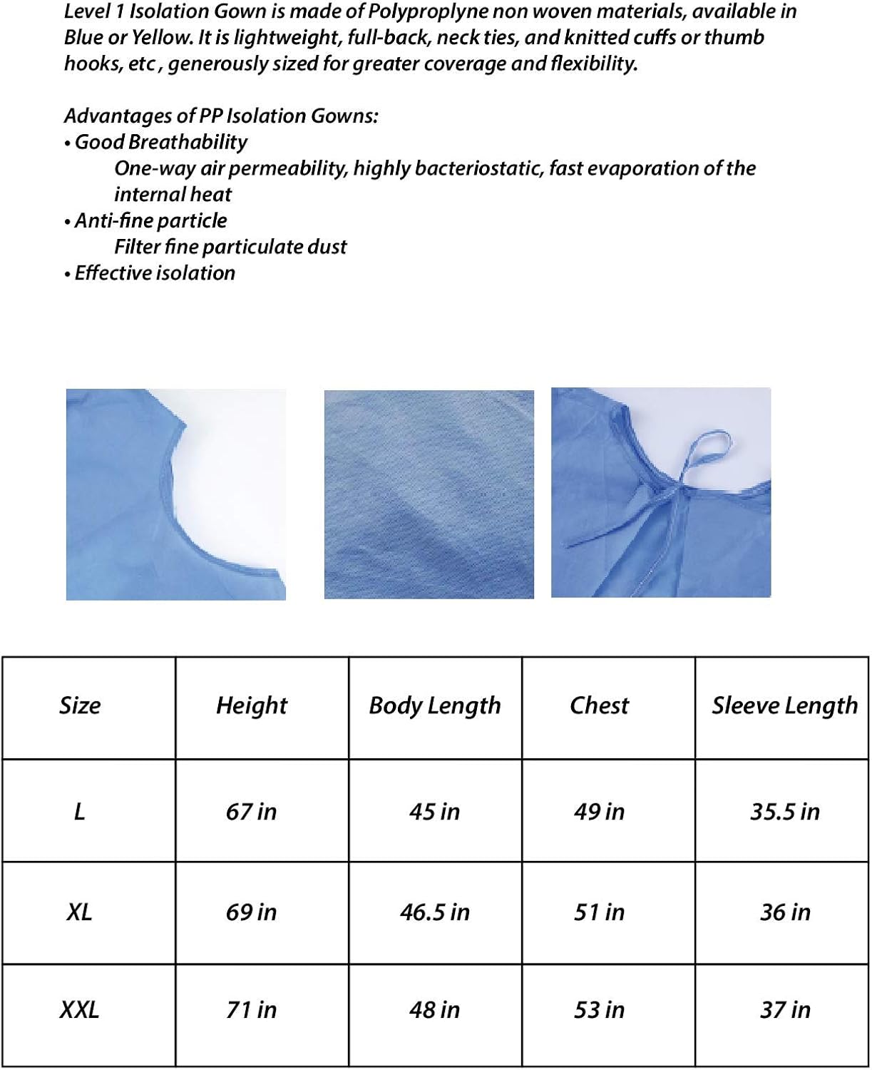 ❤ Crаzу Dеаlѕ SIPA (50/150PCS) Level I Non-Surgical Disposable Isolation Gowns,Protective Suit,Non-Sterile, PP Non Woven Material(Blue)  (150, Medium)