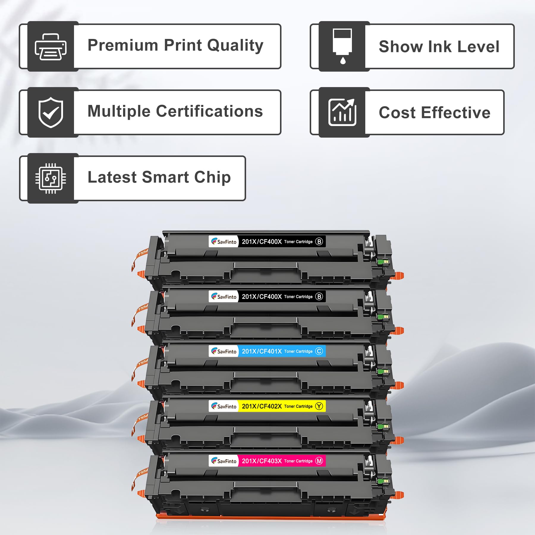 201X Toner Zamiennik HP 201X CF400X 201A CF400A Multipack Toner kompatybilny z HP Color LaserJet Pro M252n M252dw MFP M277dw M277n M274n M277c6 (5 sztuk)