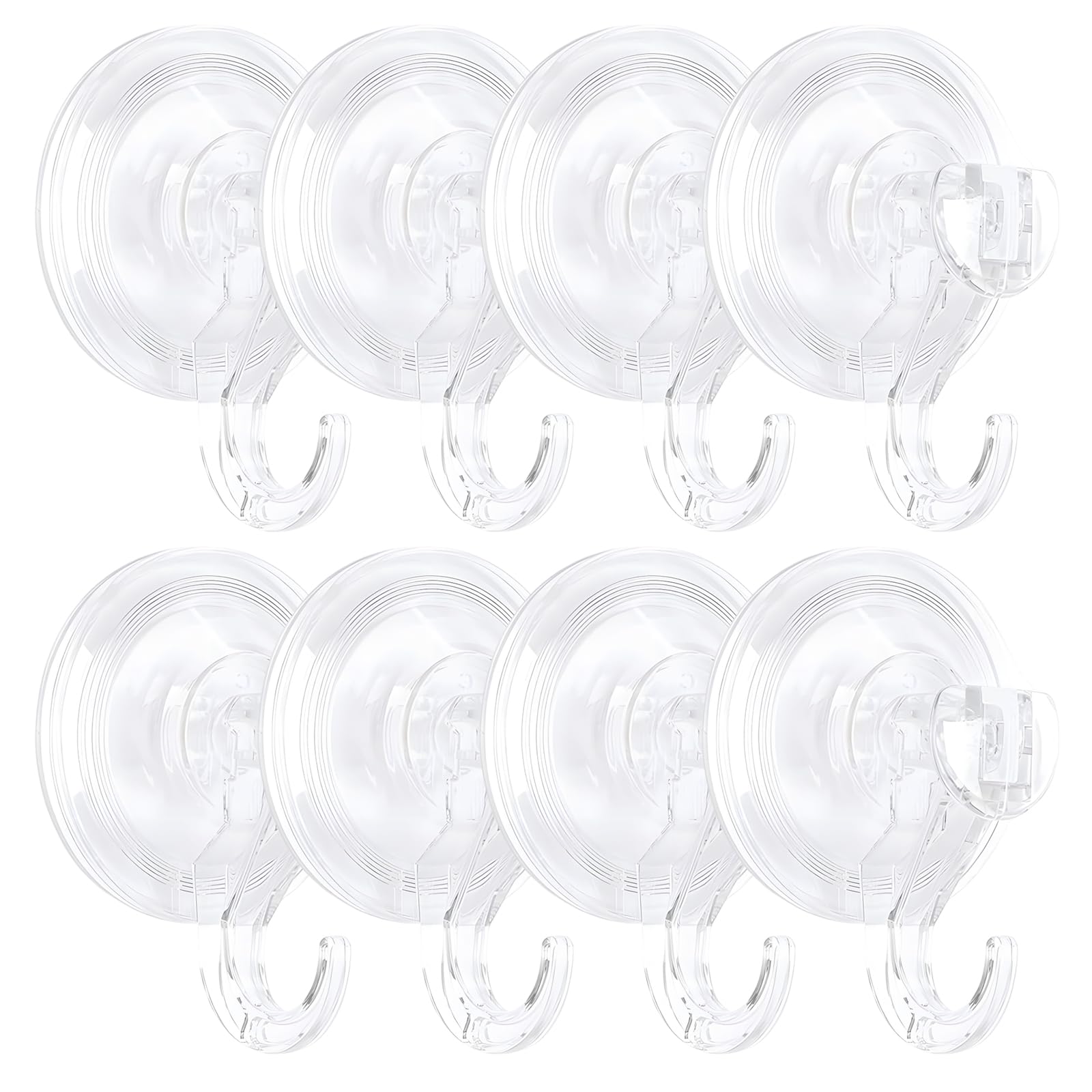 8 PCS Sucker Hooks, Reusable Suction Hooks for Bathroom, Transparent Waterproof Suction Hook, Can Bear 3KG Weight for Bathroom Kitchen Mirror Window Christmas Wreath