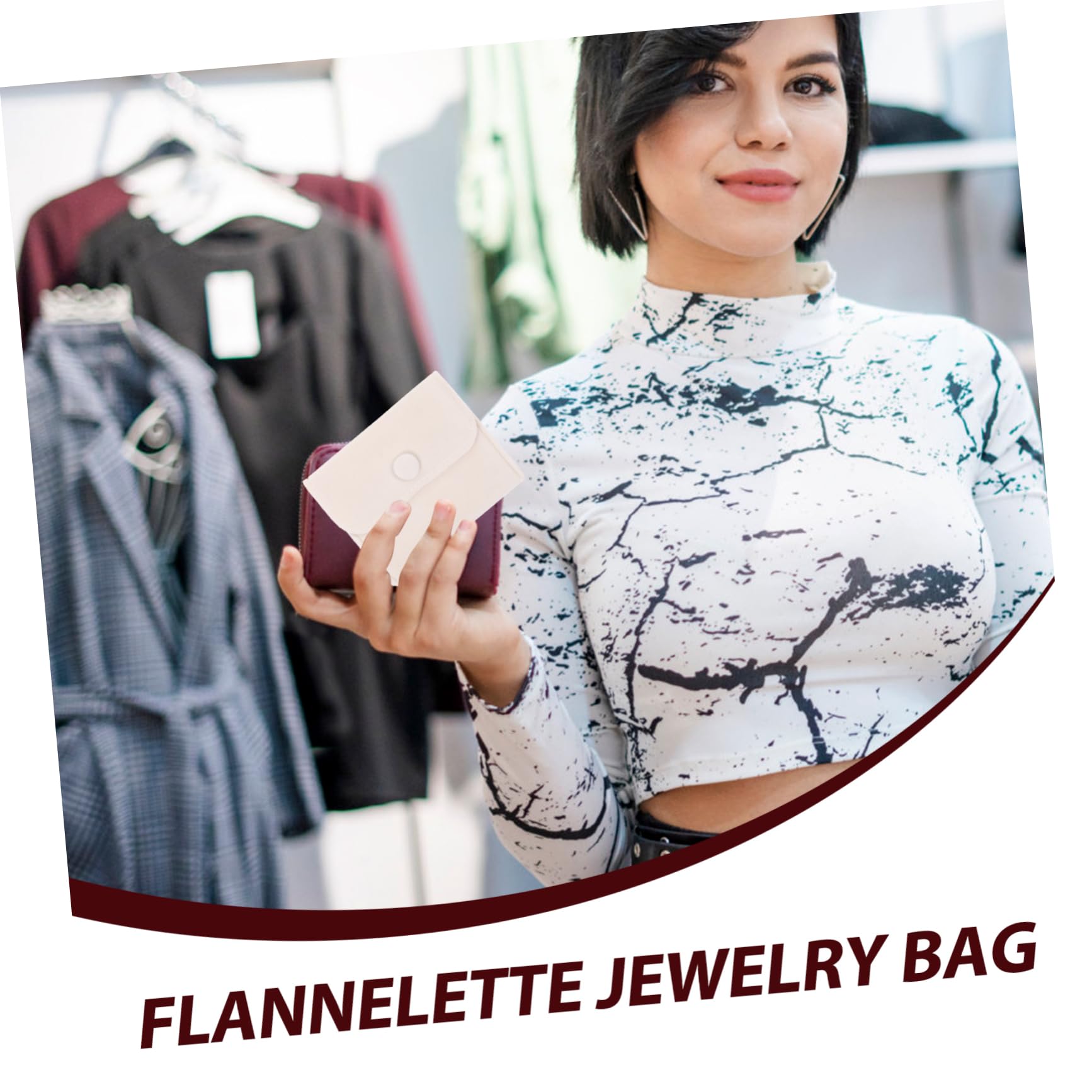 TOGEVAL Jewelry Bag Small Pouch for Jewelry Flannelette Storage Bag with Snap Button Perfect for Travel