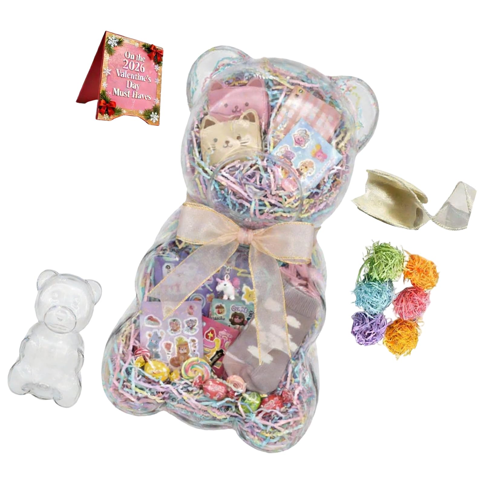 Piceioep Bear Shaped Container Candy Holder with Elegant Ribbon for Wedding and Event Decoration Wedding Candy Box