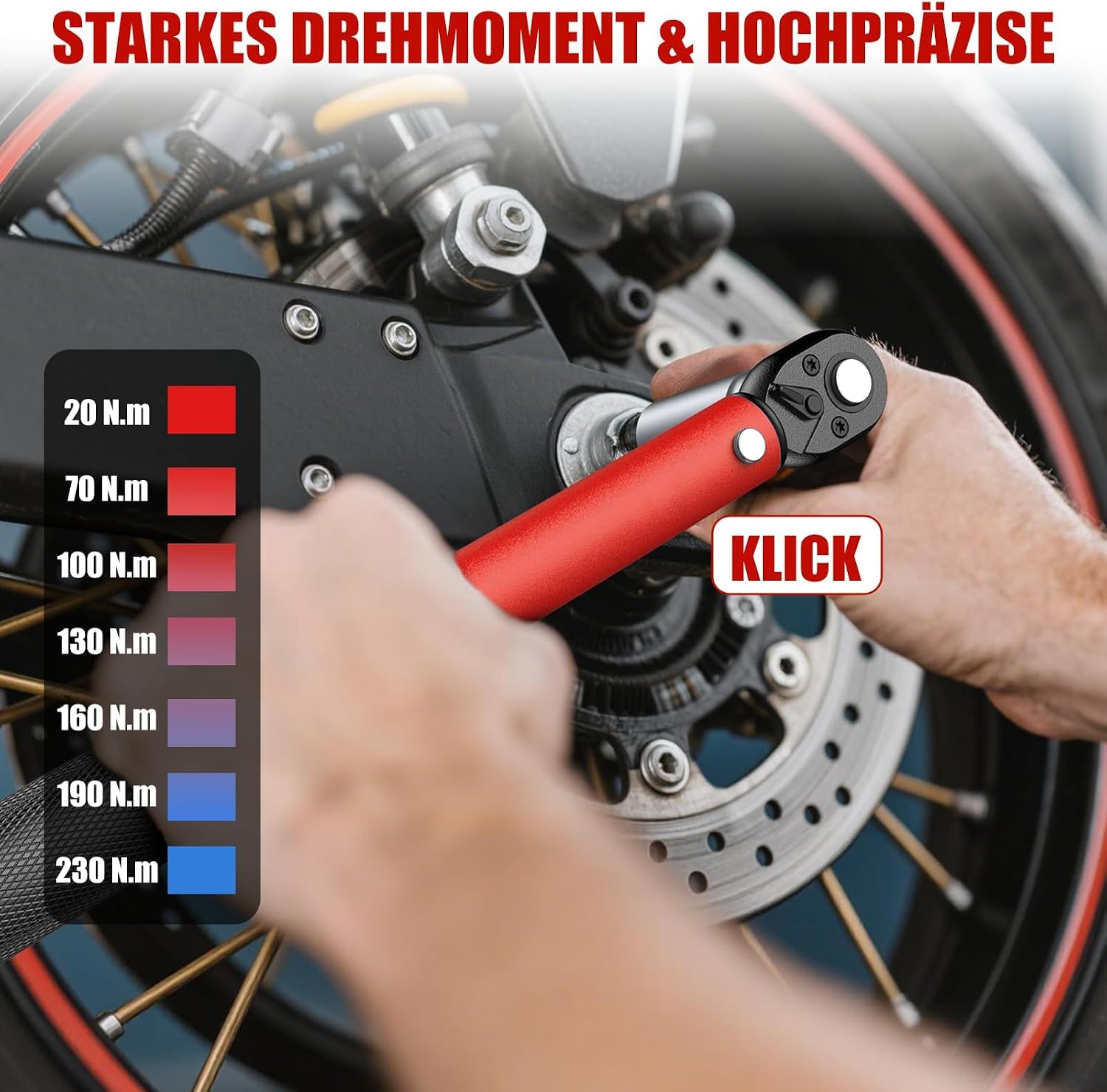 Jeu de Clés Dynamométriques 33 pièces -1/2" & 3/8" & 1/4", 20-230Nm & 10-140Nm & 2-24Nm - Acier Cr-V, Précision ±3%, 72 Dents, Double Échelle - Douilles, Adaptateurs, Rallonges - Pour Auto, Moto, Vélo