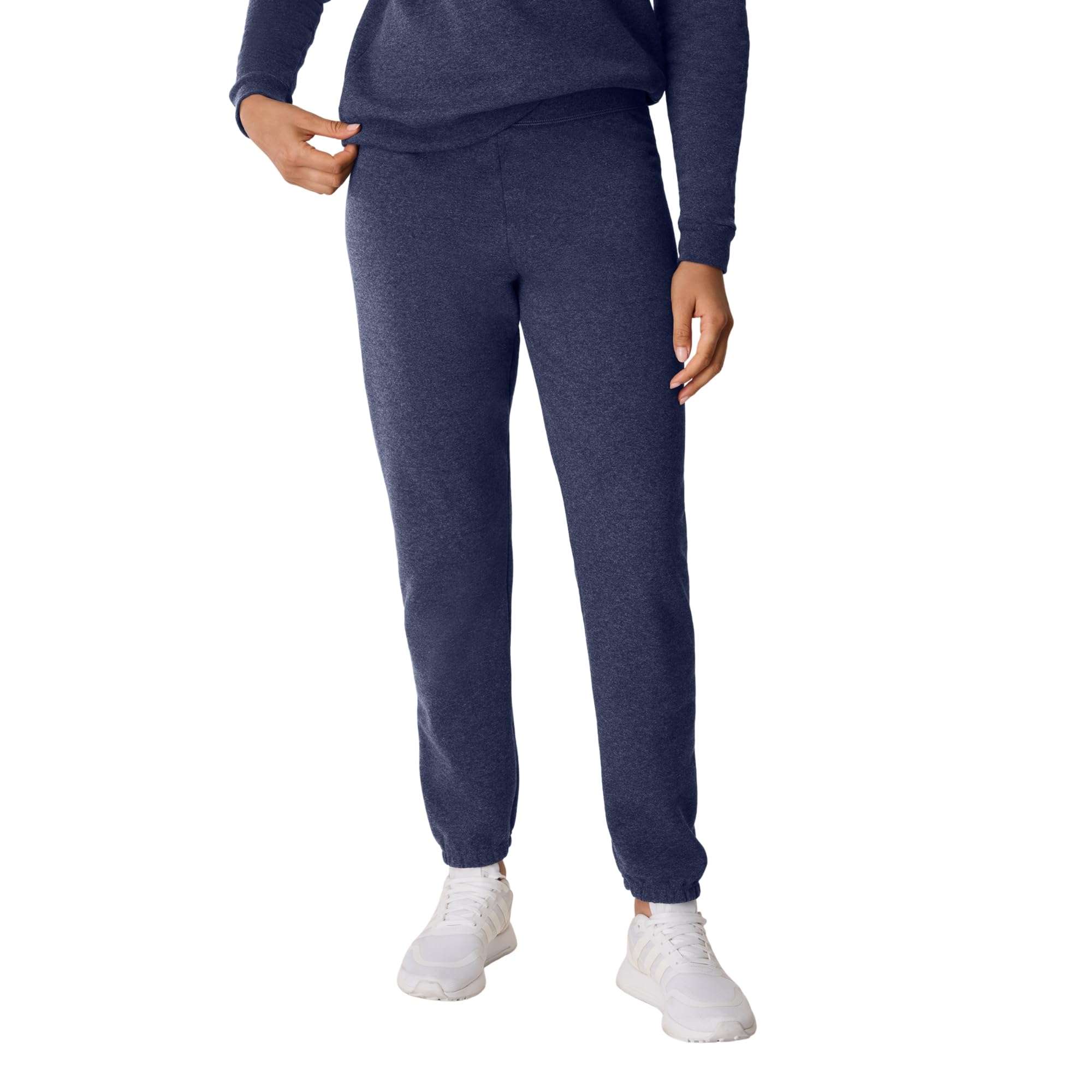 Hanes Women's, EcoSmart Fleece Joggers, Pocketless Cinched Leg Sweatpants, 30", Navy Heather, S