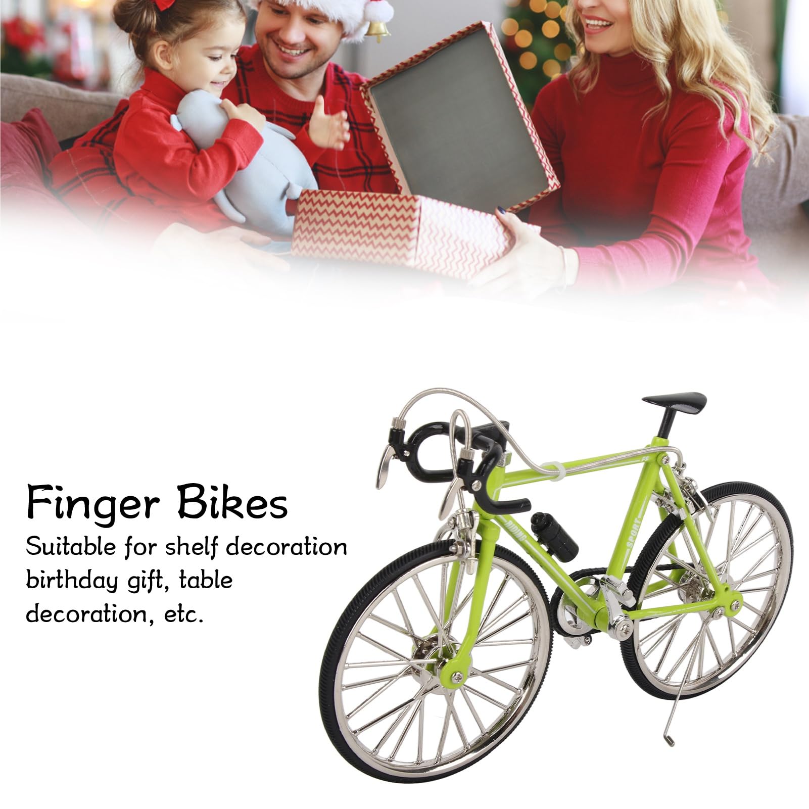 Ornamento Modello Bici, Giocattoli per Bici da Dito Decorazione Giocattolo per Bicicletta in Miniatura Staccabile 3D Modello di Bici Retrò Statua Bici da Dito in Metallo per Regali di Compleanno
