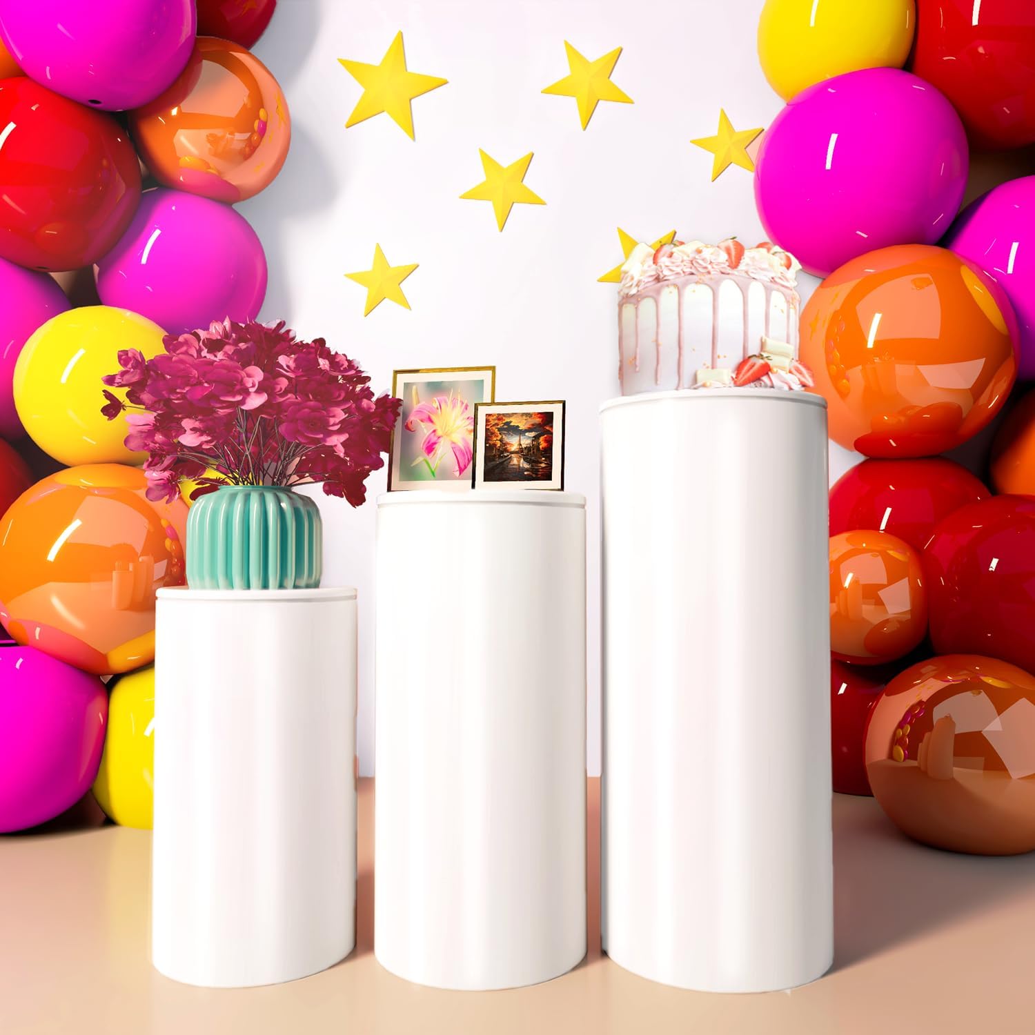 cylinder stands for party for Wedding & Birthday Decor – cylinder pedestal stand,display pedestal stands, Elegant Event Display Stand, Versatile Decorative Pillar (3piece)