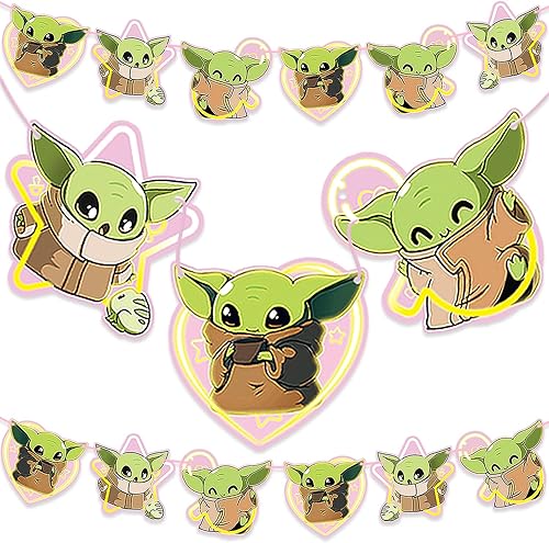 15 unidades Baby Yoda Banner para Star Wars Decoraciones de Cumpleaños Únicos Niños Suministros de Fiesta Celebraciones