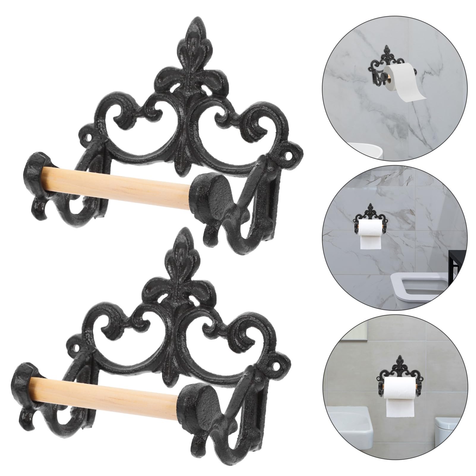 VILLCASE 1 Juego Soporte Higiénico Retro Portarrollos Multifuncional para Decoración Elegante Y Almacenamiento Práctico 2 Piezas
