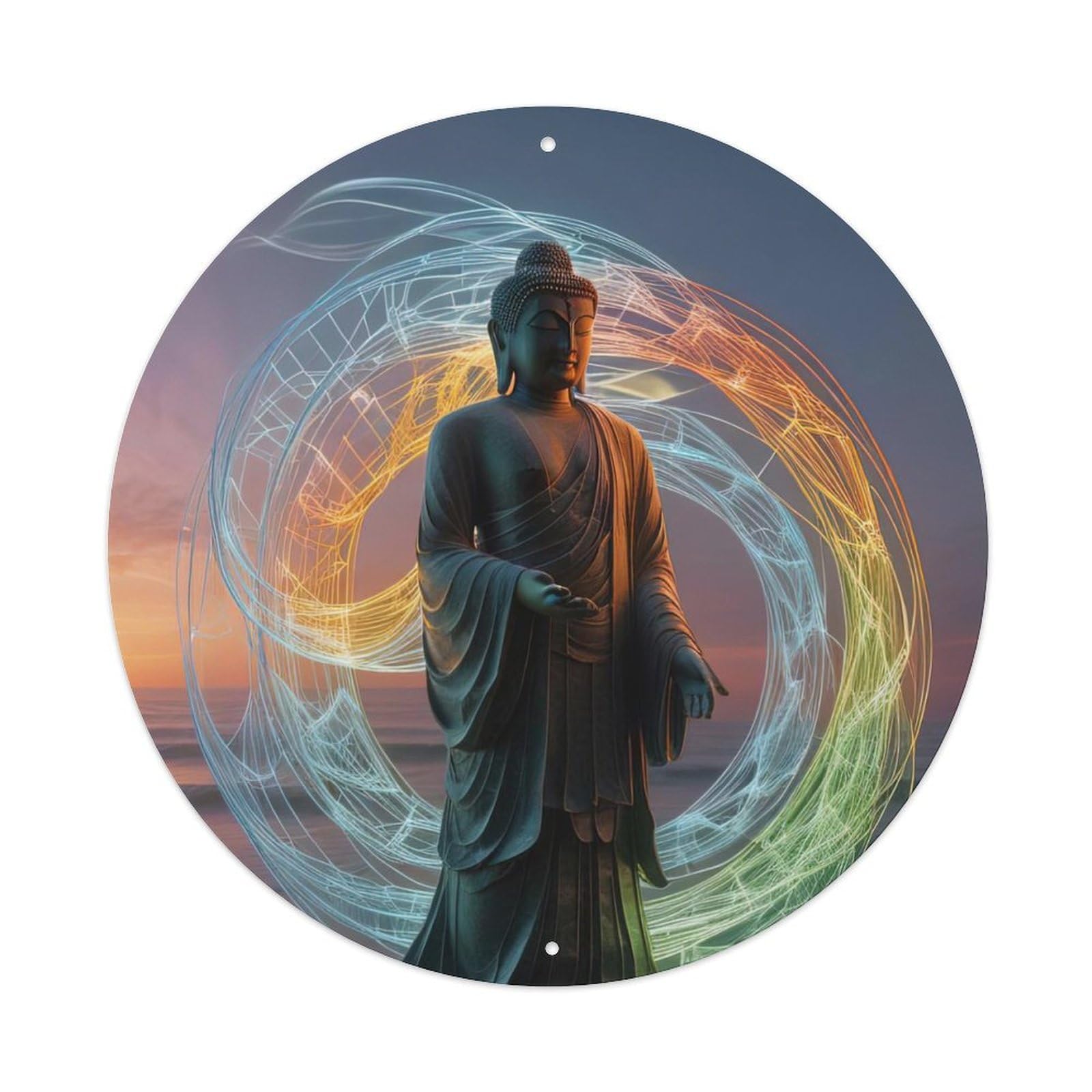 Buddhism Buddha Statue on The Beach Metal Tin Sign