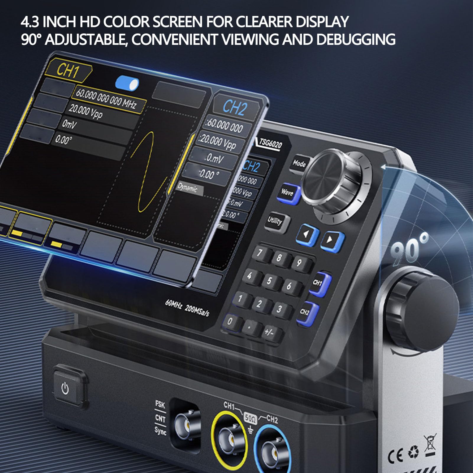 YWBL-WH Multimetr z Oscyloskopem Cyfrowym 30 MHz Generator Sygnału DDS Generator Przebiegów Arbitralnych Funkcyjny 2 Kanały 200 /s 4,3-calowy Ekran Dotykowy z technol