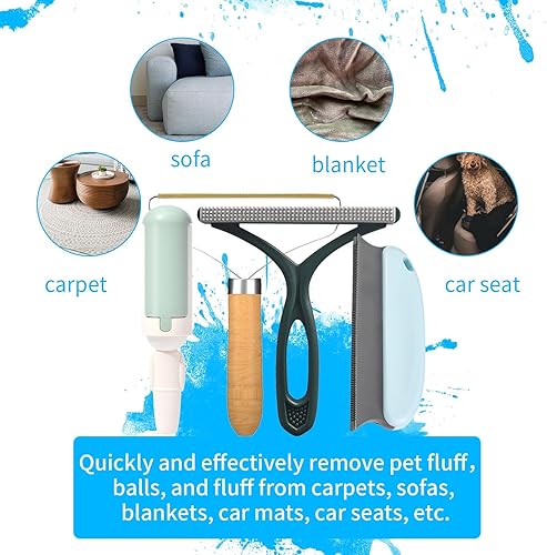 Miniatura 3 de Removedor de pelo de mascotas para sofá, 4 unidades de removedor de pelo de gato, removedor de pelo de perro para sofá, limpiador de pelusa