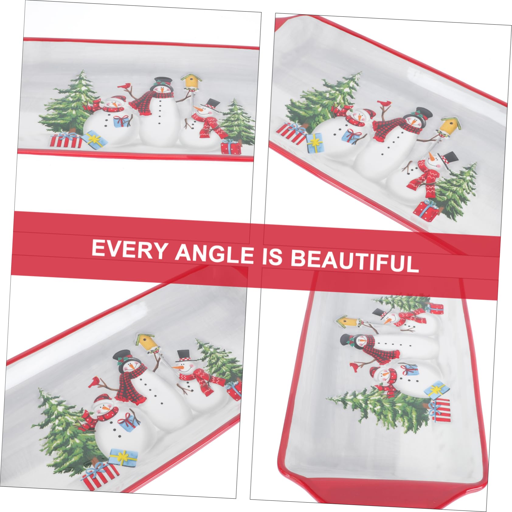 OUNONA 1pezzi Vassoio per Dolci Natalizio in Ceramica con Motivo Cartoni Animati Piatto da Dessert e Frutta Contenitore per Alimenti per Natale Feste Compleanni Elemento Decorativo per Ca