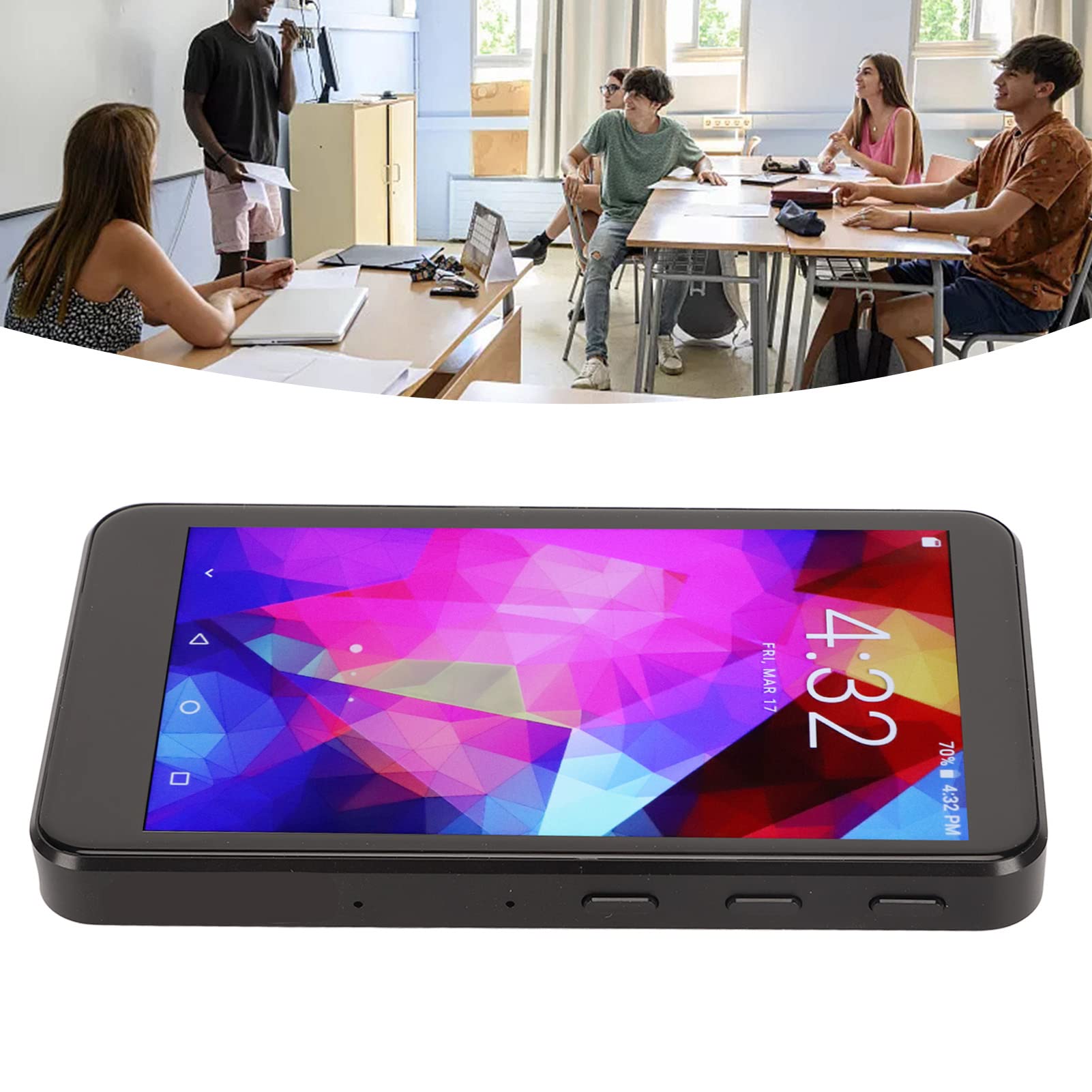 MP3 Player with Bluetooth and WiFi, HD Noise Reduction Voice Activated Recorder, with Earphone Memory Card Charging Cable, MP4 Player for Android (M26B (Quad) 64GB)