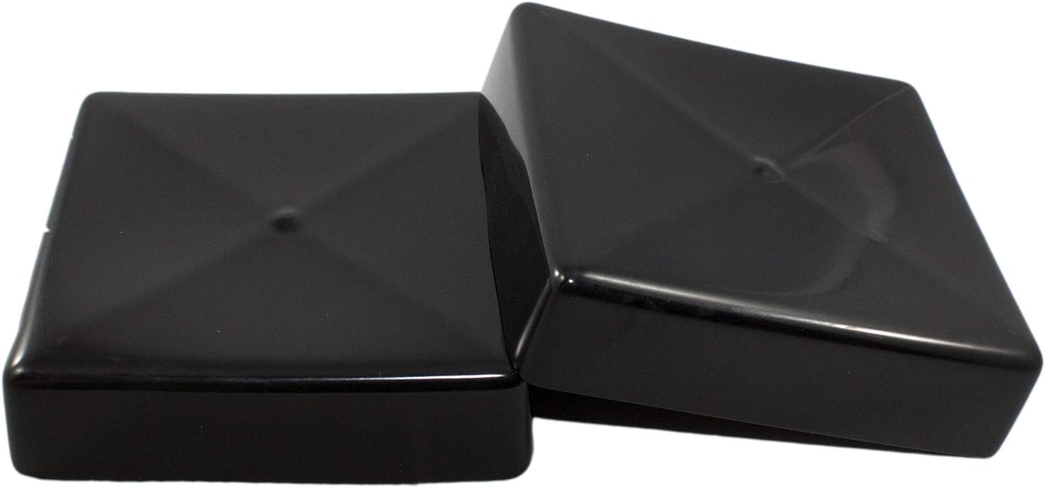Prescott Plastics 8 Pack: Square Black Vinyl End Cap, Flexible Pipe Post Rubber Cover (4" (4.0"))