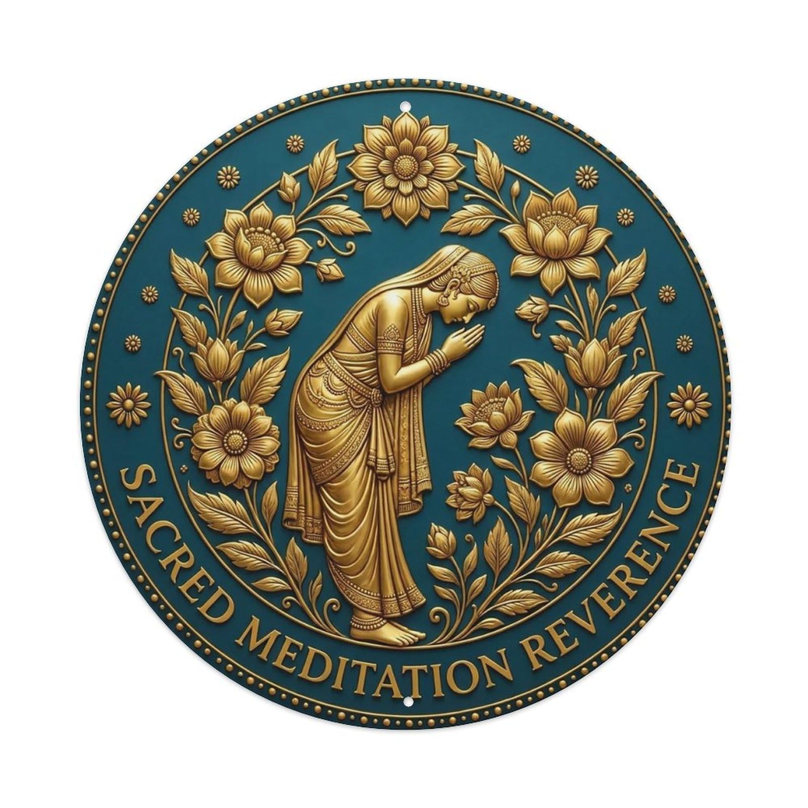 Vintage Sacred Meditation Reverence Flower Zen Yoga Vintage Metal Tin Sign Plaque Wall Decor for Cafe, Club Bar, Office, Garden Metal Poster 8x8Inch