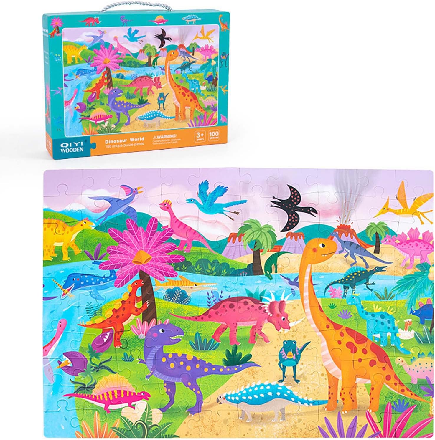MiLike Ocean World Theme Jigsaw Puzzle Gift Box - Aged 3-6, Educational, Colorful, Parent-Child Interaction, 100 Pieces (dinosaurs-100)