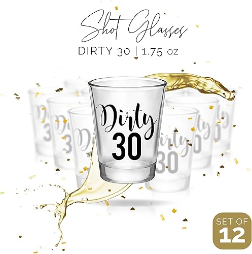 Miniatura 5 de Your Dream Party Shop Dirty 30 vasos de chupito reutilizables para cumpleaños de 30 años, juego de 12, 1.75 onzas, perfectos para decoraciones de