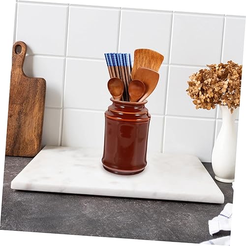 Miniatura 8 de HEMOTON Tarro de almacenamiento de cubiertos, accesorios de mesa, jarrón de cerámica, tarro de masa madre, caja de cubiertos de vidrio de 4 onzas