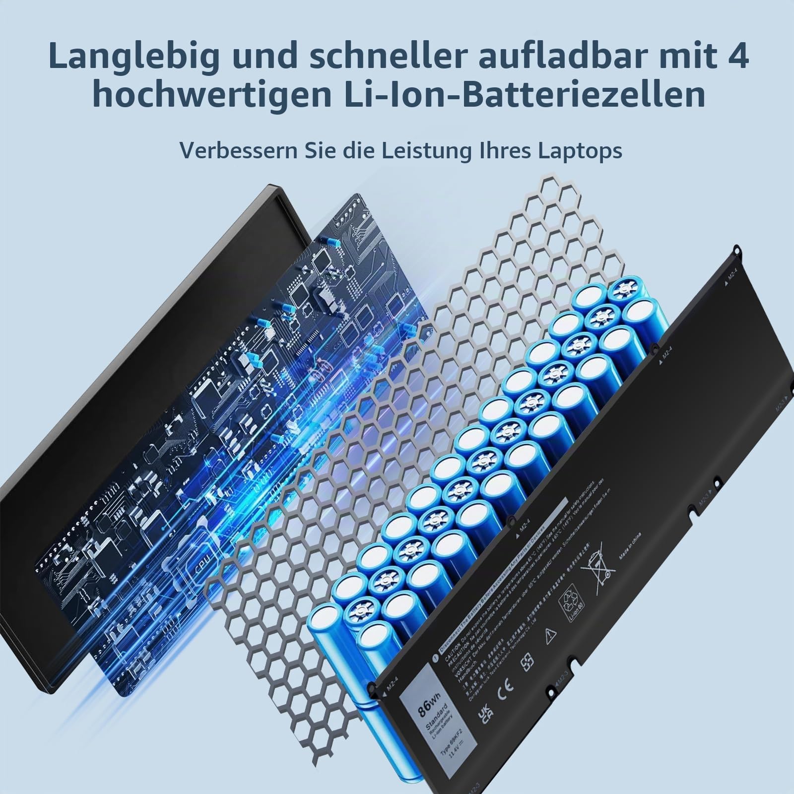 11,4 V/ 86Wh 69KF2 Laptop-Akku Kompatibel mit Dell G7 15 7500 G15 5510 5511 5515 5520 5521 XPS 15 9500 9510 9520 Precision 5550 5560 5570 Alienware M15 R3 R4 M 17 R3 R4 Inspiron 7510 7610 7620 P87F