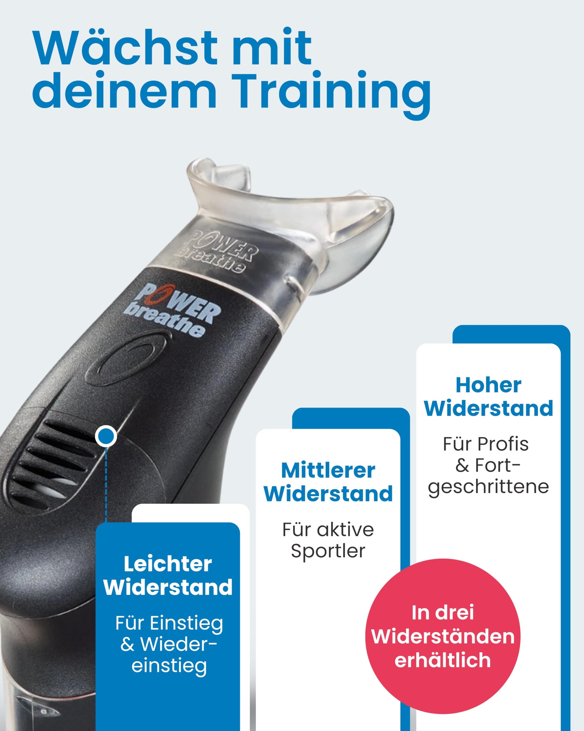 POWERBREATHE Plus I Leichter Widerstand I Atemtrainer zur Stärkung der Atemmuskulatur I Inspirationsmuskeltrainer mit 11 Stufen I Atemtrainingsgerät für Atemübungen I Special Edition