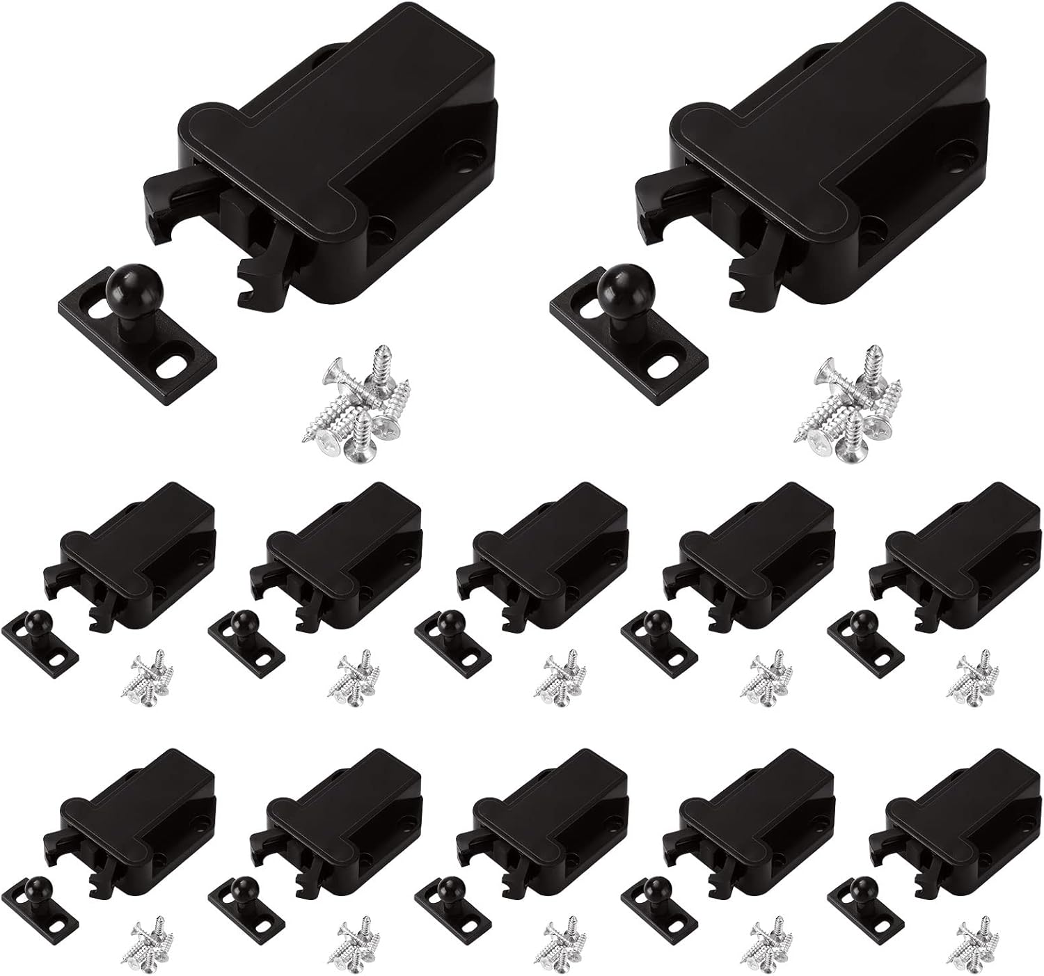 GOYADA 12 Pack Plastic Catches Latch, Touch Push to Open Door